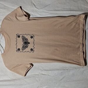 Aeropostale Tan Short Sleeve Tee with Butterfly Graphic